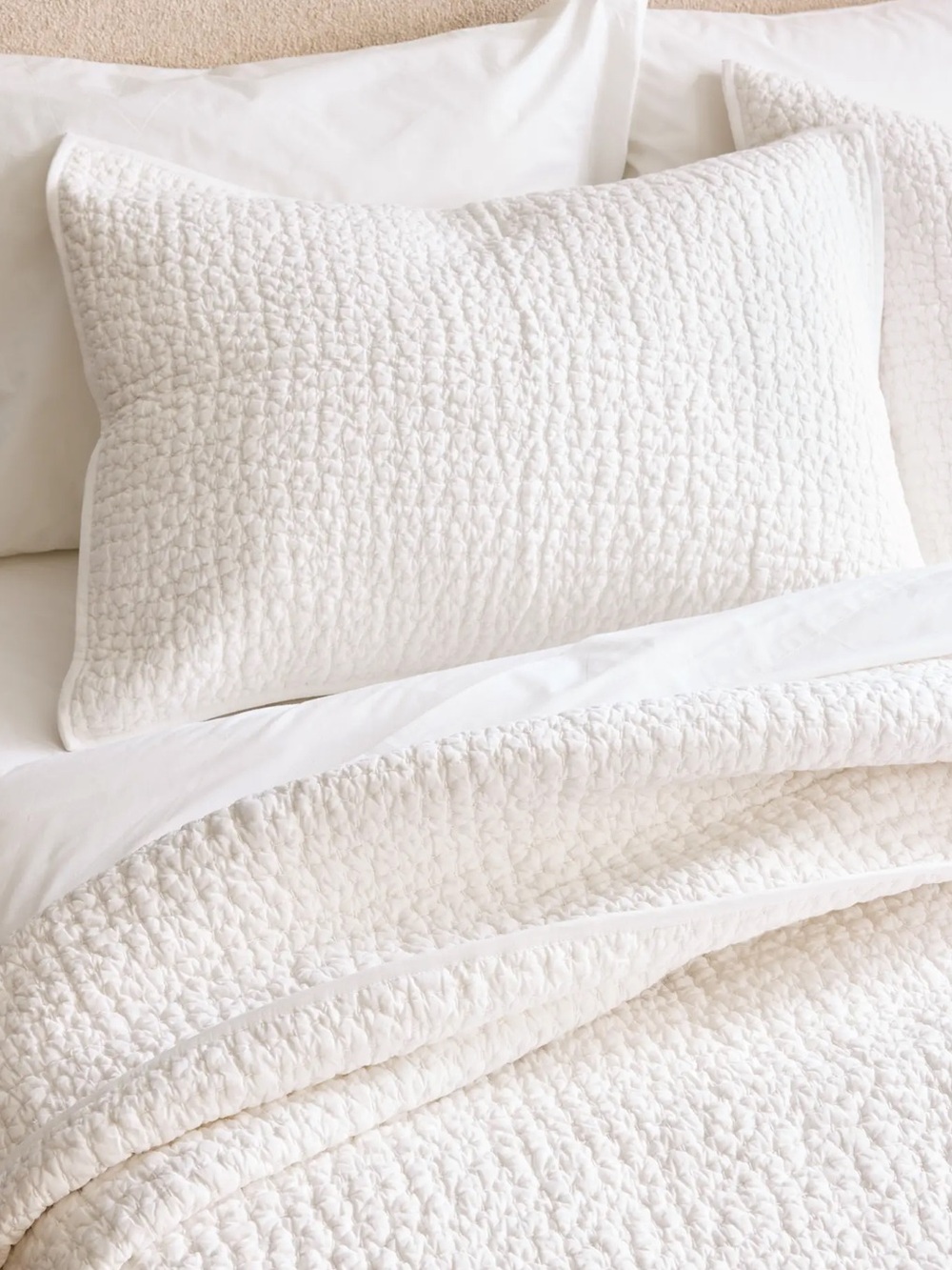 NWT Quince White Organic Cotton Hand Stitched Quilt and Sham Set! - Picture 5 of 12